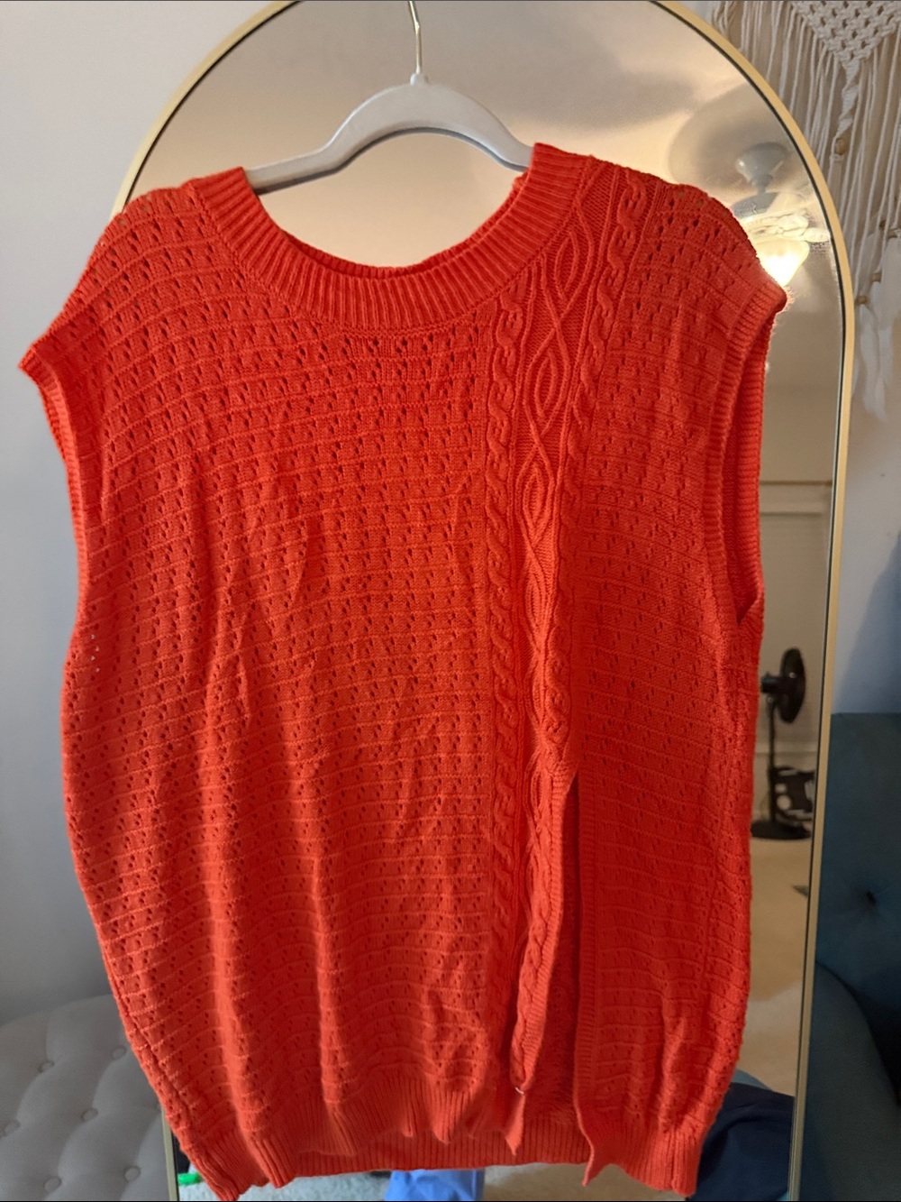 SHEIN Bright Orange Knit Sleeveless Sweater Vest